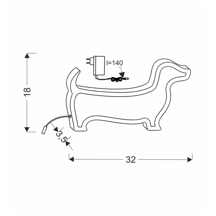 LED gyermek asztali lámpa DOG LED/12W/230V fekete