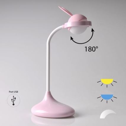 LED gyermek érintőkapcsolós lámpa RABBIT LED / 0,4W / 5V 3000 / 6500K rózsaszín + USB
