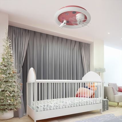 LED Gyermek fényerőszabályozható mennyezeti lámpa ventilátorral LED/48W/230V 3000/4000/6000K rózsaszín + távirányító