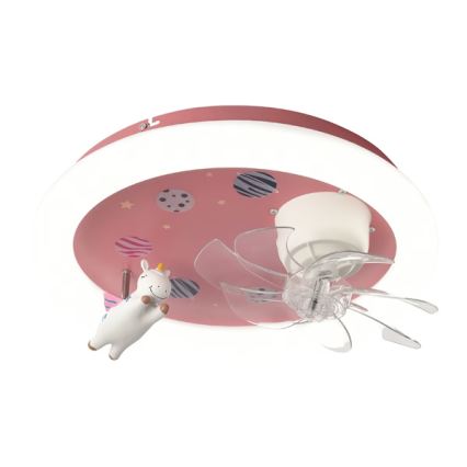 LED Gyermek fényerőszabályozható mennyezeti lámpa ventilátorral LED/48W/230V 3000/4000/6000K rózsaszín + távirányító