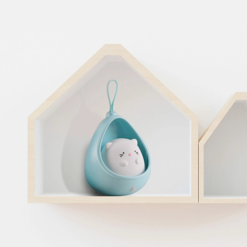 LED Gyermek Tájoló lámpa érzékelővel KITTY LED/0,5W/5V USB 1200 mAh kék