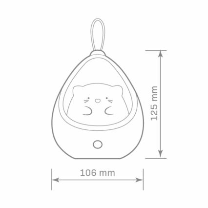 LED Gyermek Tájoló lámpa érzékelővel KITTY LED/0,5W/5V USB 1200 mAh rózsaszín