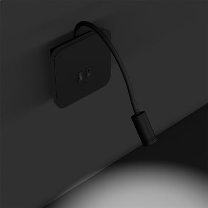 LED hajlítható fali lámpa BASE LED/8W+LED/2W/230V fekete/ezüst