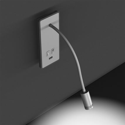 LED hajlítható fali lámpa USB-vel BASE LED/8W+LED/2W/230V fehér