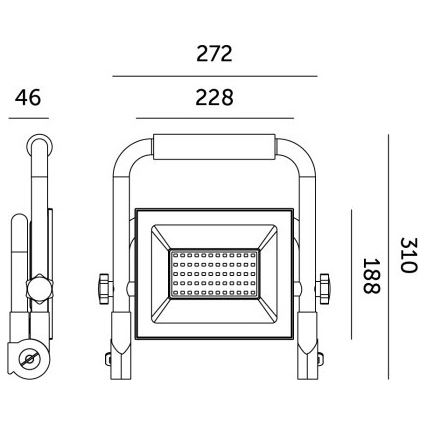 LED hordozható reflektor TIGRA LED/100W/4000K IP54 fekete/sárga