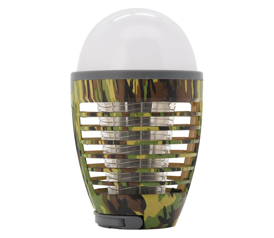 LED Hordozható újratölthető lámpa rovarcsapdával LED/2W/3,7V IPX4 terepszínű