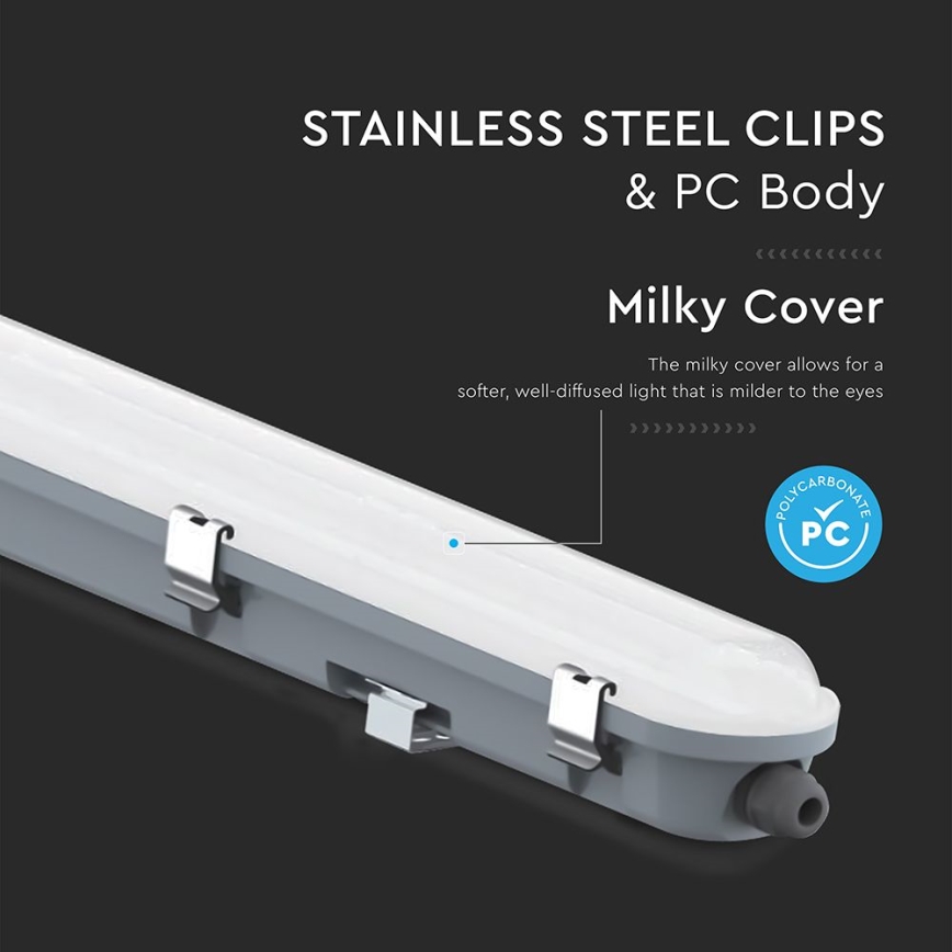 LED műszaki fénycsöves lámpatest mozgás- és alkonyatérzékelővel LED/36W/230V 6500K IP65 120 cm