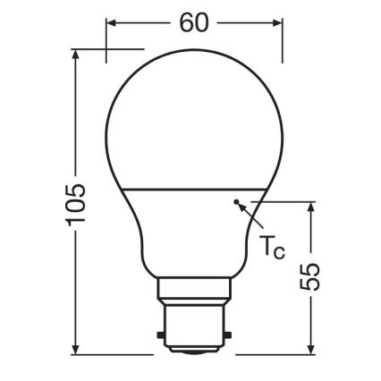 LED Izzó A60 B22d/8,5W/230V 2700K - Osram