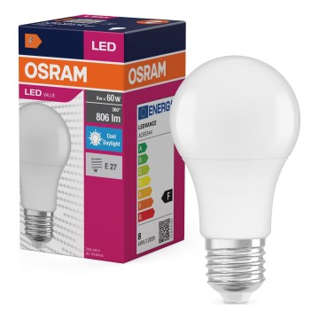 LED izzó A60 E27/8W/230V 6500K - Osram