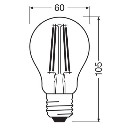 LED izzó alkonyatérzékelővel CLASSIC FILAMENT A60 E27/7,3W/230V 2700K - Osram
