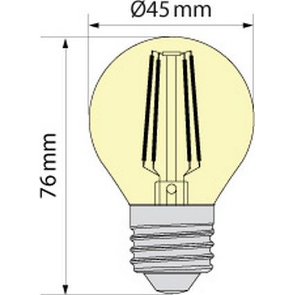 LED izzó CLASSIC AMBER G45 E27/6,5W/230V 2200K - Brilagi