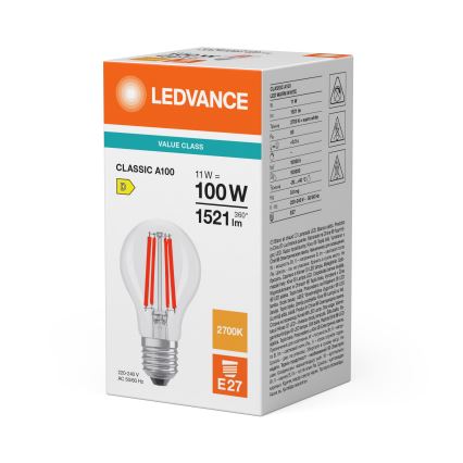 LED izzó CLASSIC FILAMENT A60 E27/11W/230V 2700K - Ledvance