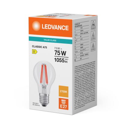 LED izzó CLASSIC FILAMENT A60 E27/7,5W/230V 2700K - Ledvance