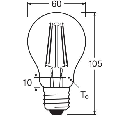 LED izzó CLASSIC FILAMENT A60 E27/7,5W/230V 2700K - Ledvance