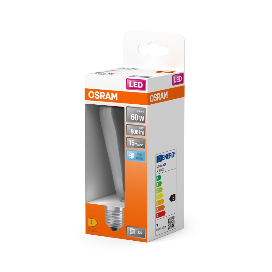 LED izzó CLASSIC FILAMENT E27/6,5W/230V 4000K - Osram