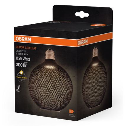 LED Izzó DECOR FLAT G125 E27/3,5W/230V 2700K fekete - Osram