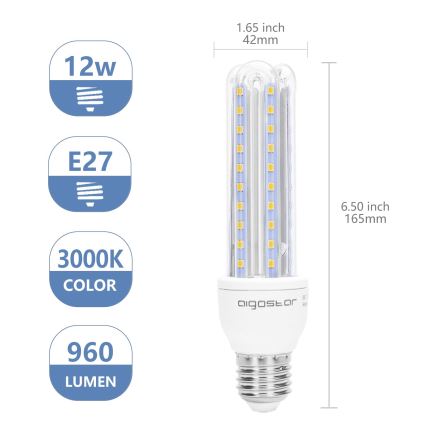 LED Izzó E27/12W/230V 3000K - Aigostar