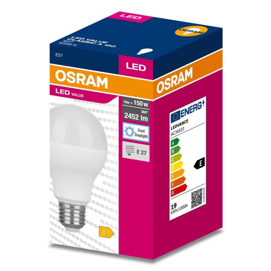 LED izzó E27, 19 W, 230 V, 6500 K - Osram