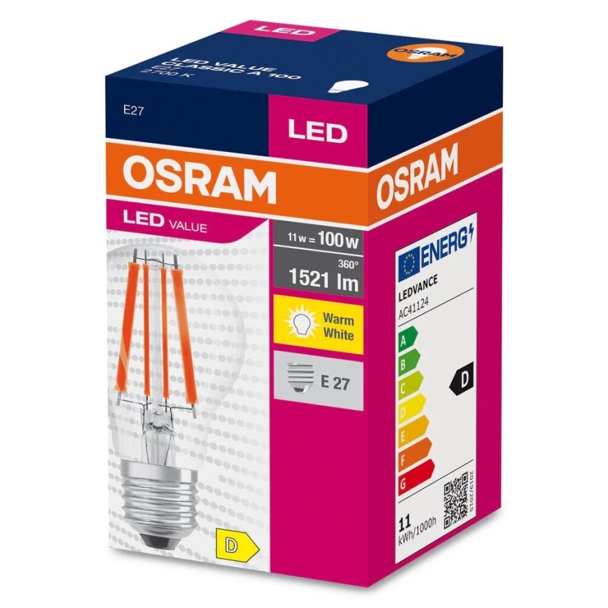LED Izzó FILAMENT A100 E27/11W/230V 2700K - Osram
