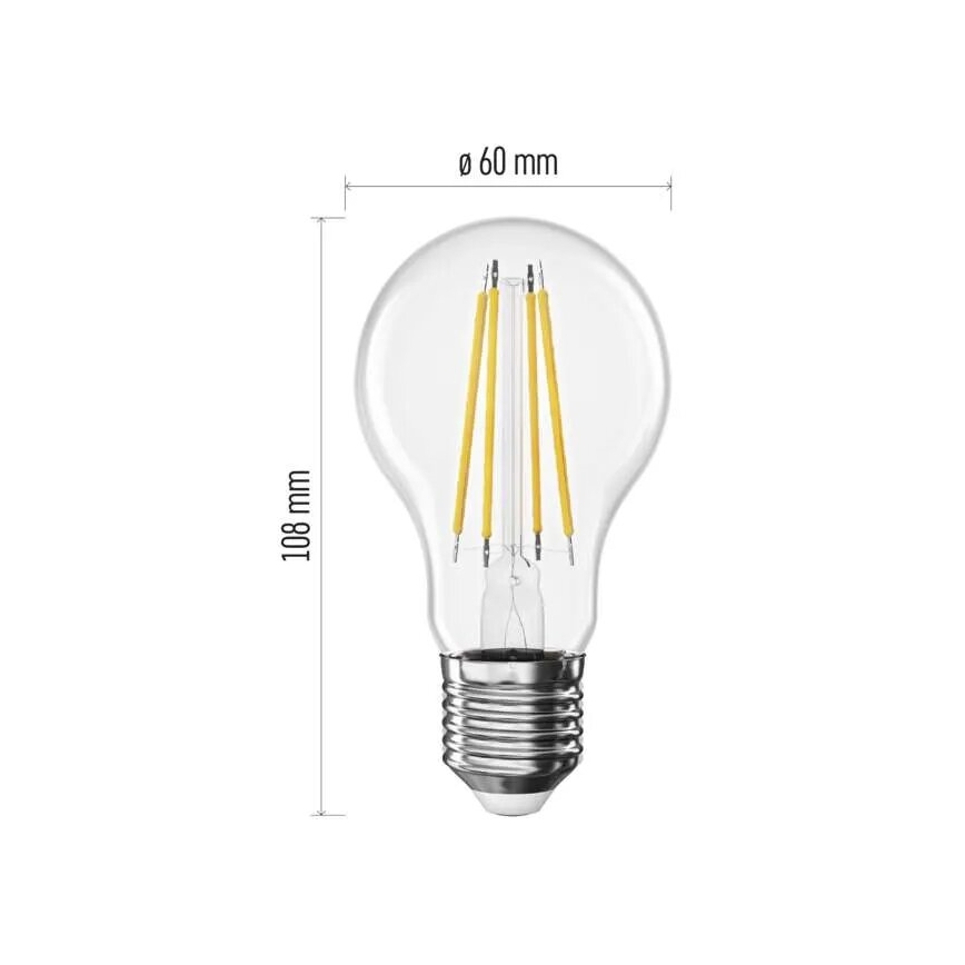 LED Izzó FILAMENT A60 E27/3,8W/230V 4000K Energiaosztály A
