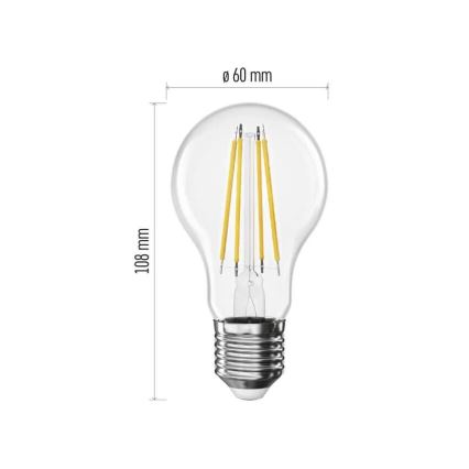 LED Izzó FILAMENT A60 E27/5W/230V 4000K Energiaosztály A