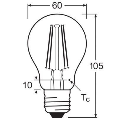 LED Izzó FILAMENT A60 E27/6,5W/230V 2700K - Osram