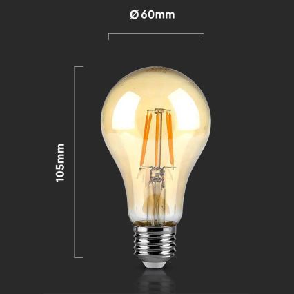 LED Izzó FILAMENT AMBER A67 E27/10W/230V 2200K