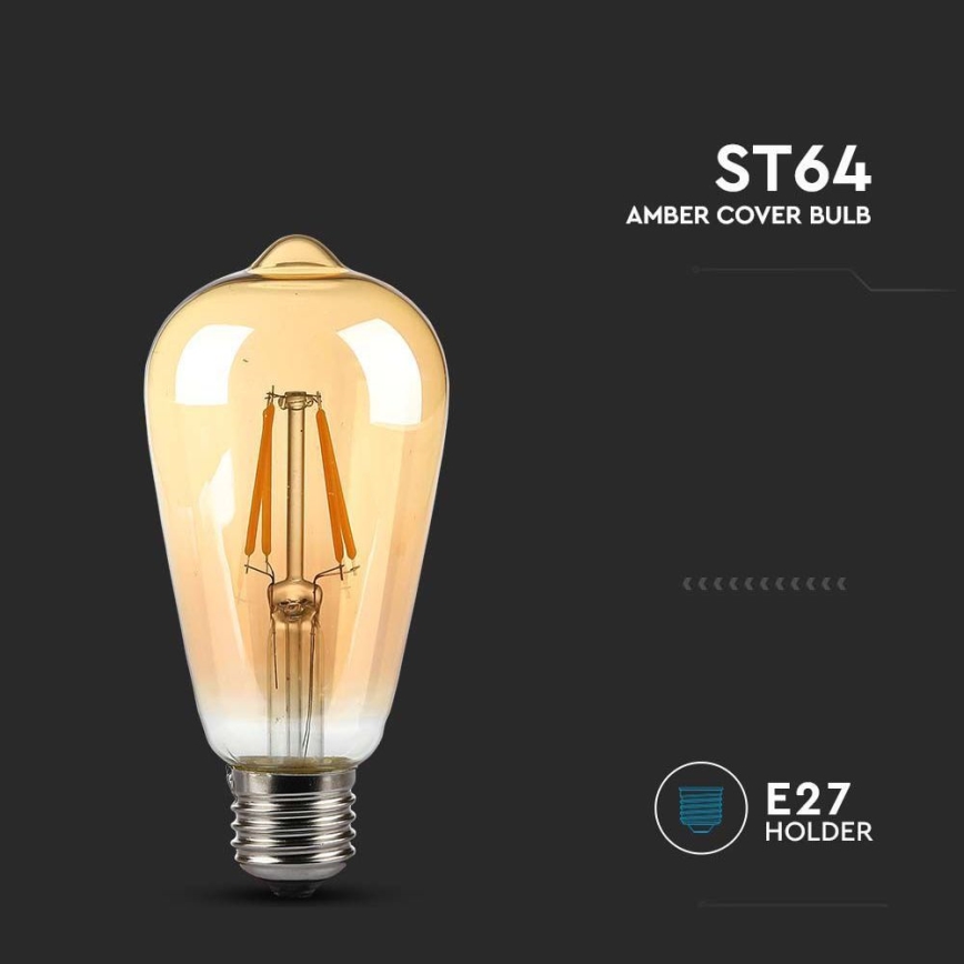LED Izzó FILAMENT AMBER ST64 E27/8W/230V 2200K
