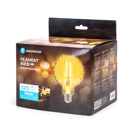LED Izzó FILAMENT E27/4W/230V 1800K ananász - Aigostar