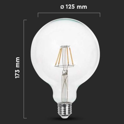 LED Izzó FILAMENT G125 E27/10W/230V 3000K