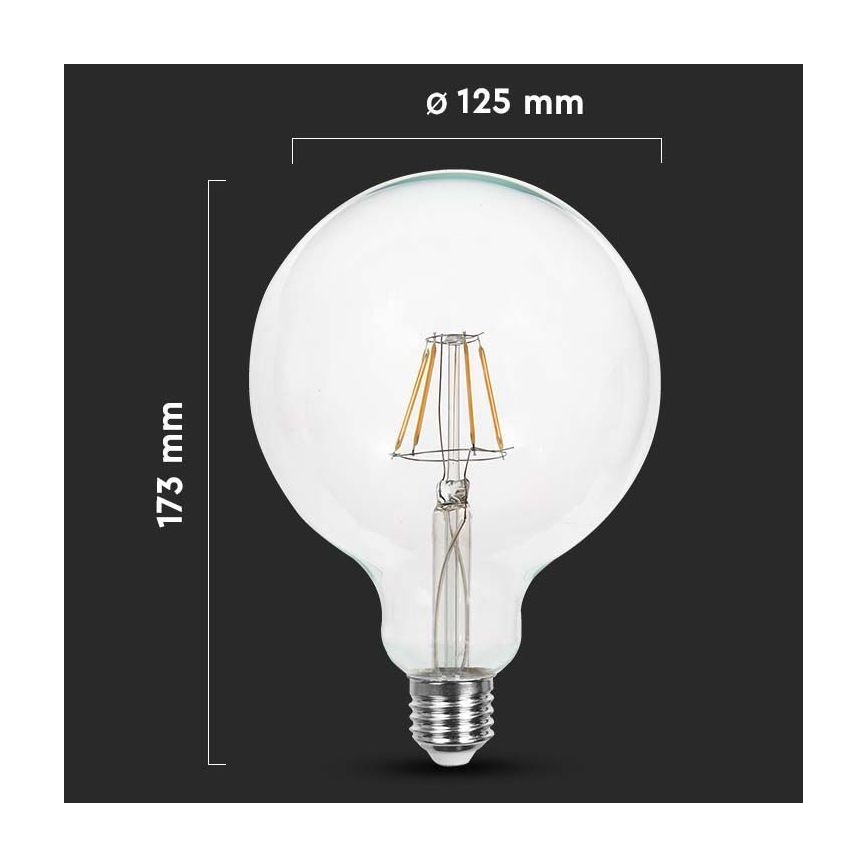LED Izzó FILAMENT G125 E27/10W/230V 6400K