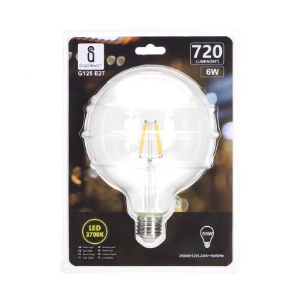 LED Izzó FILAMENT G125 E27/6W/230V 2700K - Aigostar