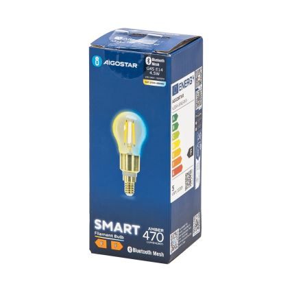 LED Dimmelhető izzó FILAMENT MESH Intelligens G45 E14/4,5W/230V 2700-6500K - Aigostar