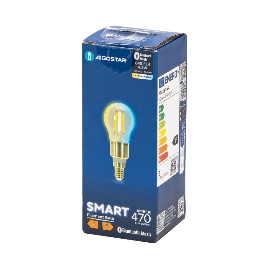 LED Dimmelhető izzó FILAMENT MESH Intelligens G45 E14/4,5W/230V 2700-6500K - Aigostar