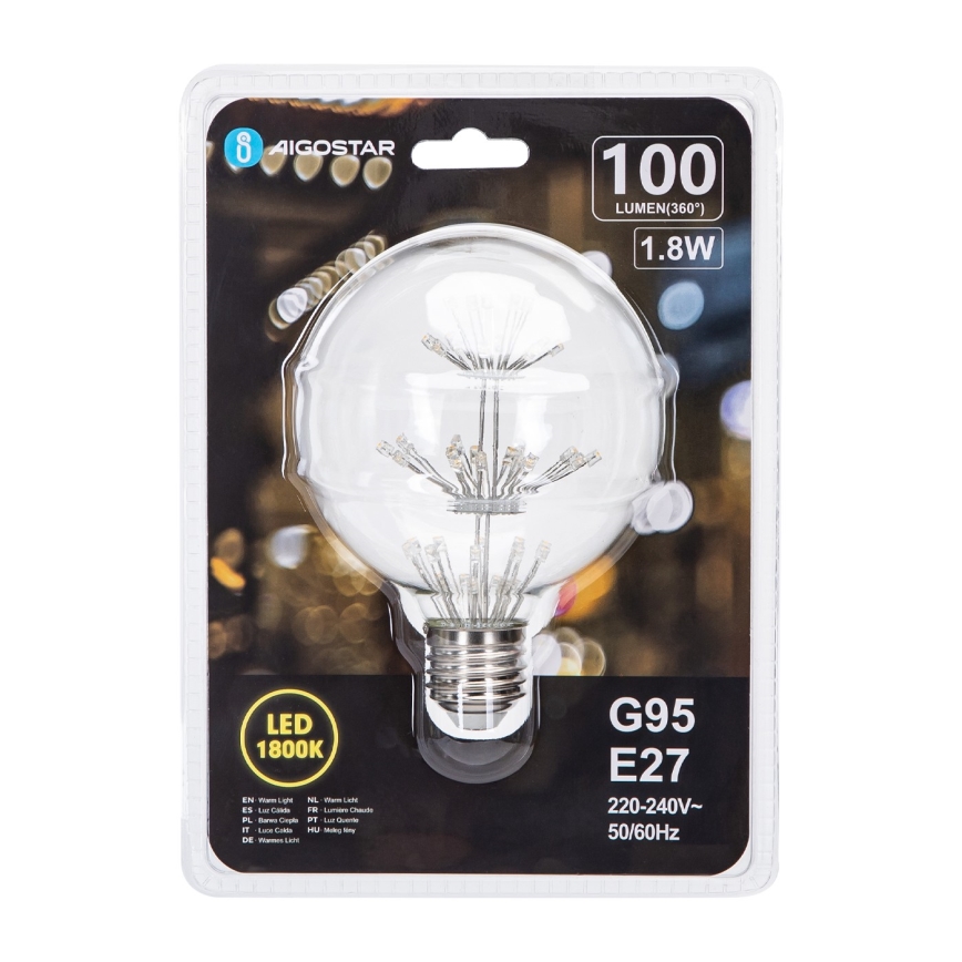 LED Izzó FILAMENT G95 E27/1,8W/230V 1800K - Aigostar