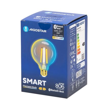 LED Dimmelhető izzó FILAMENT MESH Intelligens G95 E27/6W/230V 2700-6500K - Aigostar