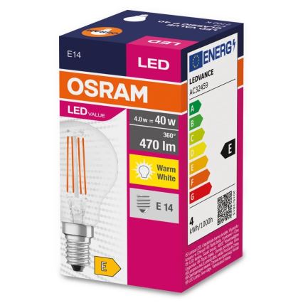LED Izzó FILAMENT P40 E14/4W/230V 2700K - Osram