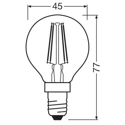 LED Izzó FILAMENT P40 E14/4W/230V 2700K - Osram