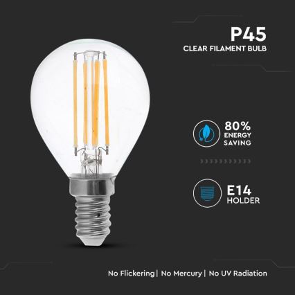 LED Izzó FILAMENT P45 E14/4W/230V 4000K