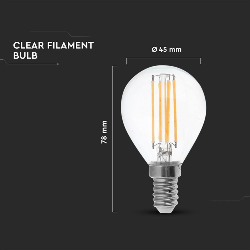 LED Izzó FILAMENT P45 E14/6W/230V 2700K