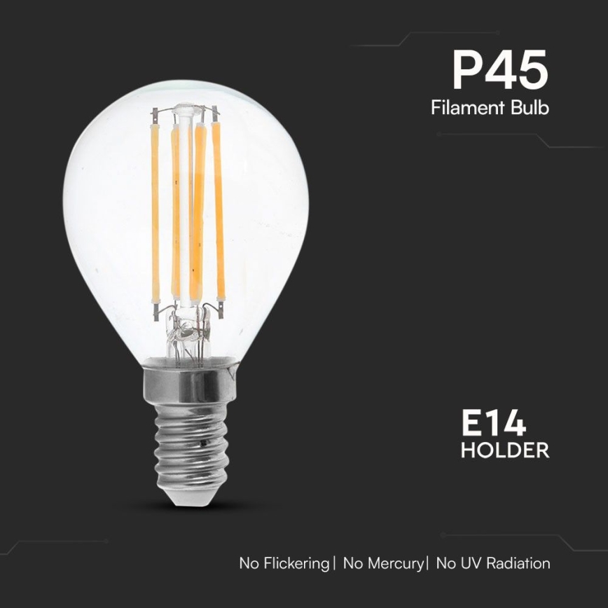 LED Izzó FILAMENT P45 E14/6W/230V 4000K