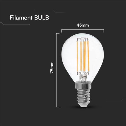 LED Izzó FILAMENT P45 E14/6W/230V 4000K