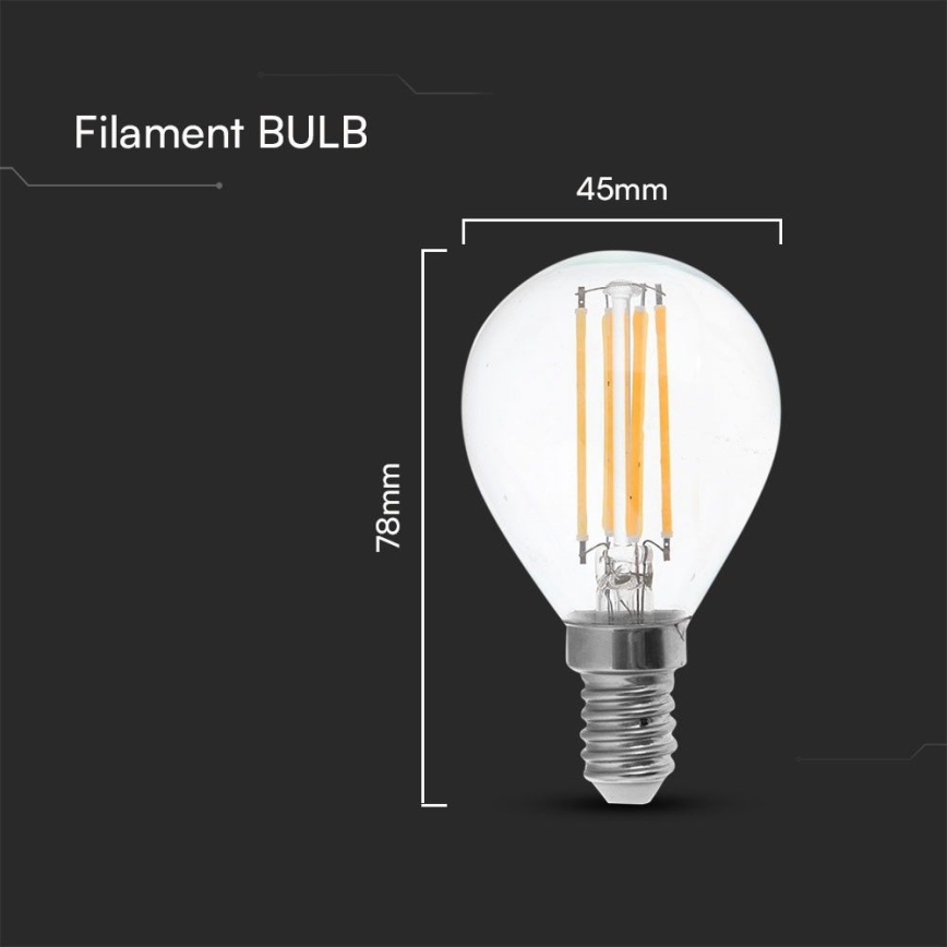LED Izzó FILAMENT P45 E14/6W/230V 4000K