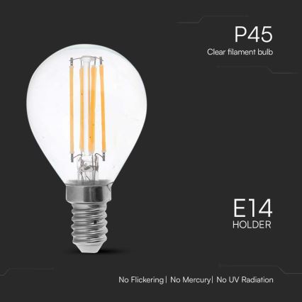 LED Izzó FILAMENT P45 E14/6W/230V 6500K