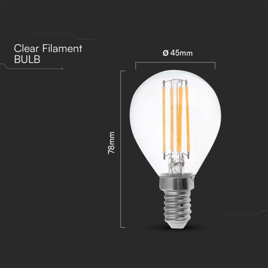 LED Izzó FILAMENT P45 E14/6W/230V 6500K