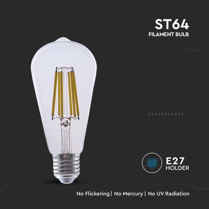 LED Izzó FILAMENT ST64 E27/4W/230V 3000K Energiaosztály A