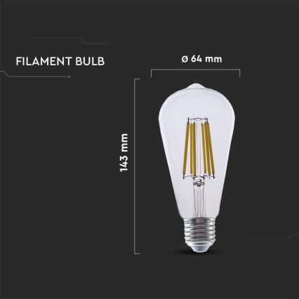 LED Izzó FILAMENT ST64 E27/4W/230V 3000K Energiaosztály A