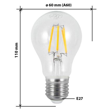 LED Izzó FILAMENT VINTAGE A60 E27/7W/230V 2700K
