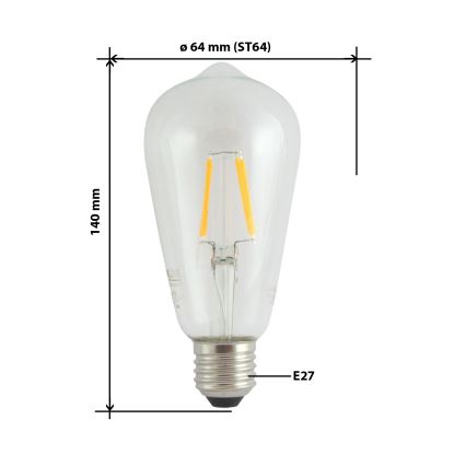 LED Izzó FILAMENT VINTAGE ST64 E27/4W/230V 2700K