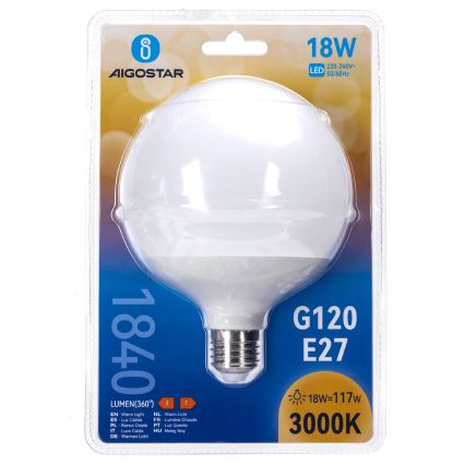 LED izzó G120 E27/18W/230V 3000K - Aigostar